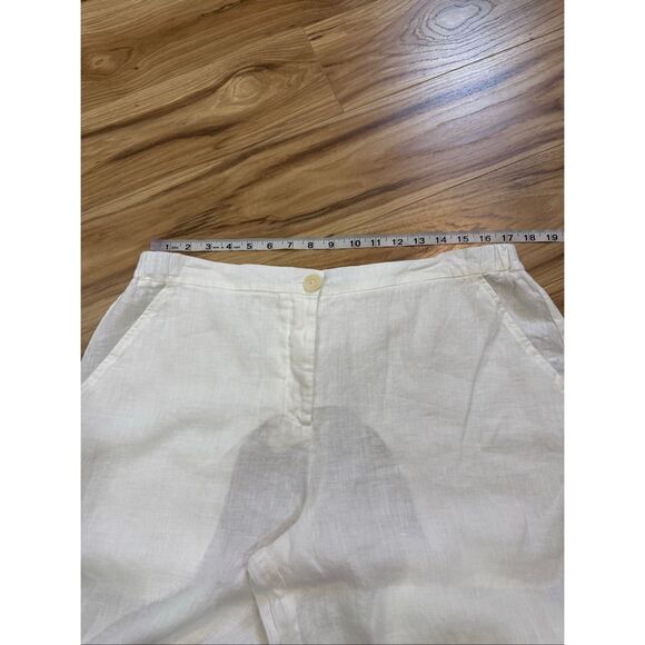 Flax linen white relax fit wide leg pants size M - Picture 7 of 9